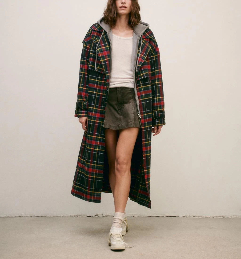 Plaid Trench Coat