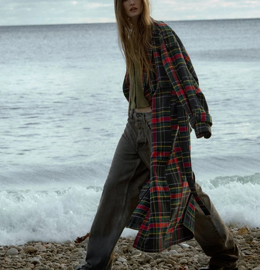 Plaid Trench Coat